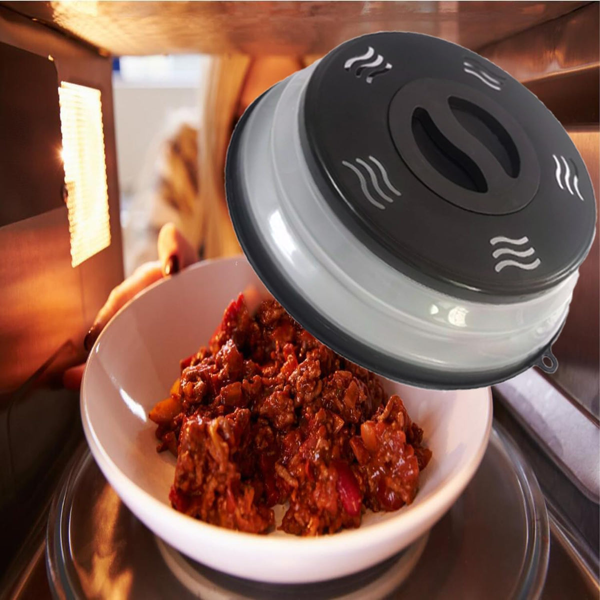 Microwave Splatter Cover Vented for Food, Splatter Guard & Colander Kitchen Gadget for Fruit Vegetables Microwave Plate Cover with Hook Hole,Dishwasher-Safe,BPA-Free Silicone & Plastic