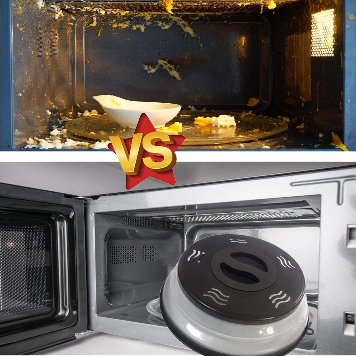 Microwave Splatter Cover Vented for Food, Splatter Guard & Colander Kitchen Gadget for Fruit Vegetables Microwave Plate Cover with Hook Hole,Dishwasher-Safe,BPA-Free Silicone & Plastic