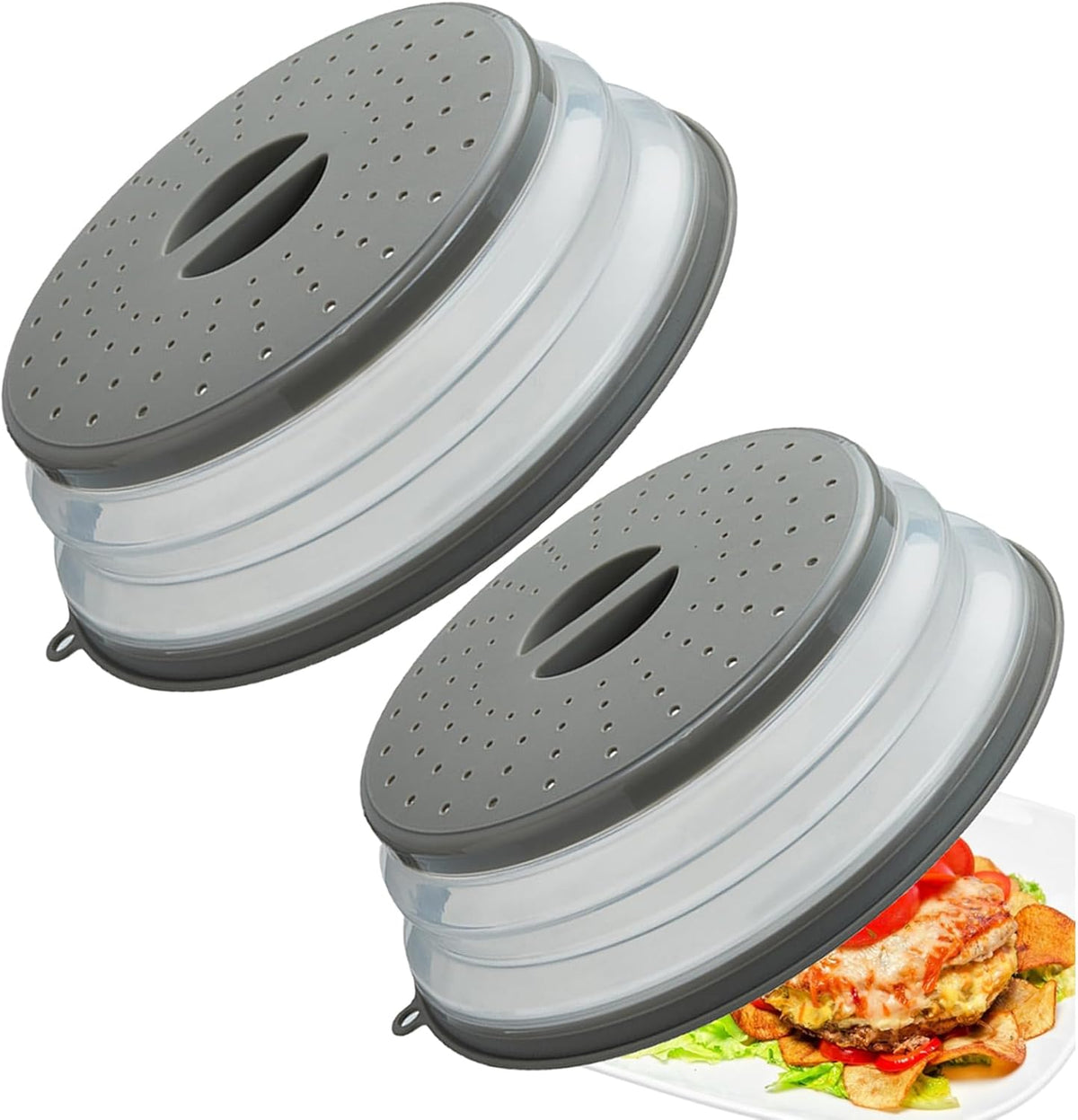Microwave Splatter Cover Vented for Food, Splatter Guard & Colander Kitchen Gadget for Fruit Vegetables Microwave Plate Cover with Hook Hole,Dishwasher-Safe,BPA-Free Silicone & Plastic