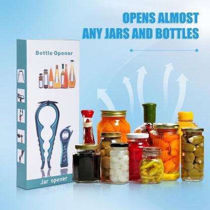 Jar Opener Bottle Opener for Weak hands 5 Pack, Multi Kitchen Tools Set for Weak Hands, Children, Seniors with Arthritis, Lid Opener for Children, with Silicone Handle (Red)