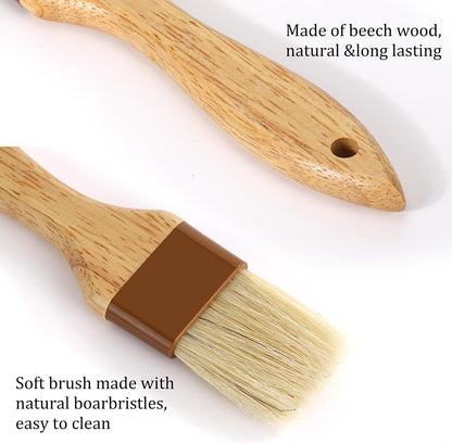 6Pcs Pastry Brushes, Natural Bristle Basting Brush for Cooking Food