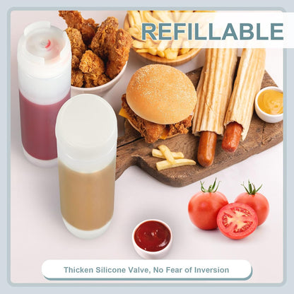 4 Pcs 20 oz Inverted Squeeze Bottles Condiment Dispenser, White