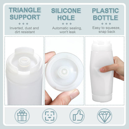 4 Pcs 20 oz Inverted Squeeze Bottles Condiment Dispenser, White