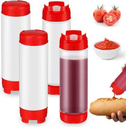 4 Pcs 20 oz Inverted Squeeze Bottles Condiment Dispenser, White