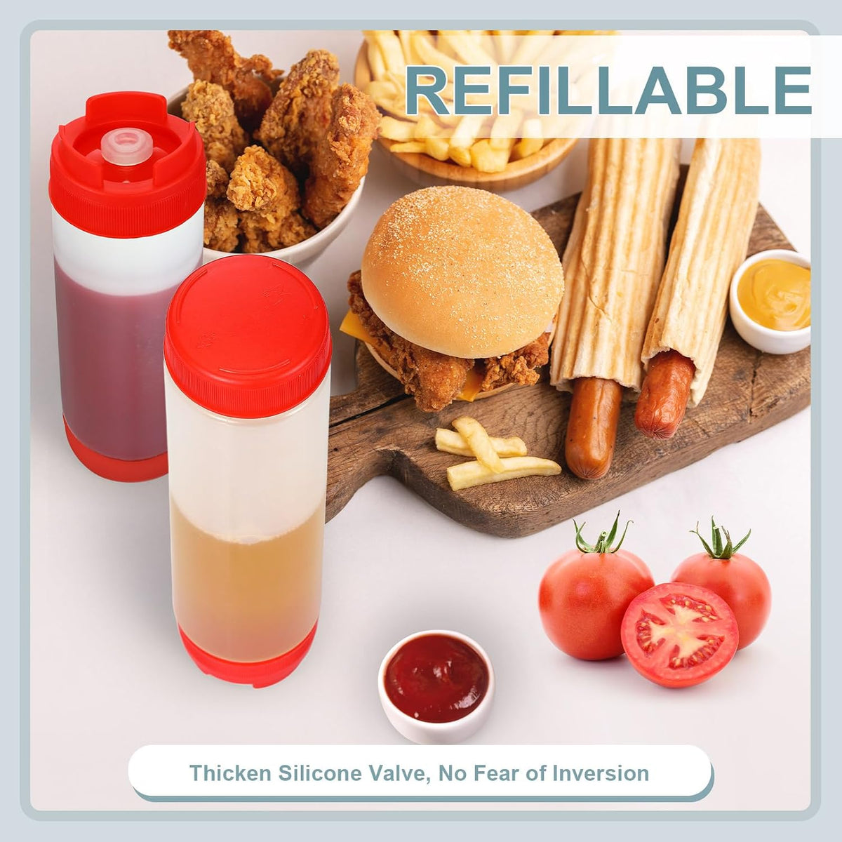 4 Pcs 20 oz Inverted Squeeze Bottles Condiment Dispenser, White