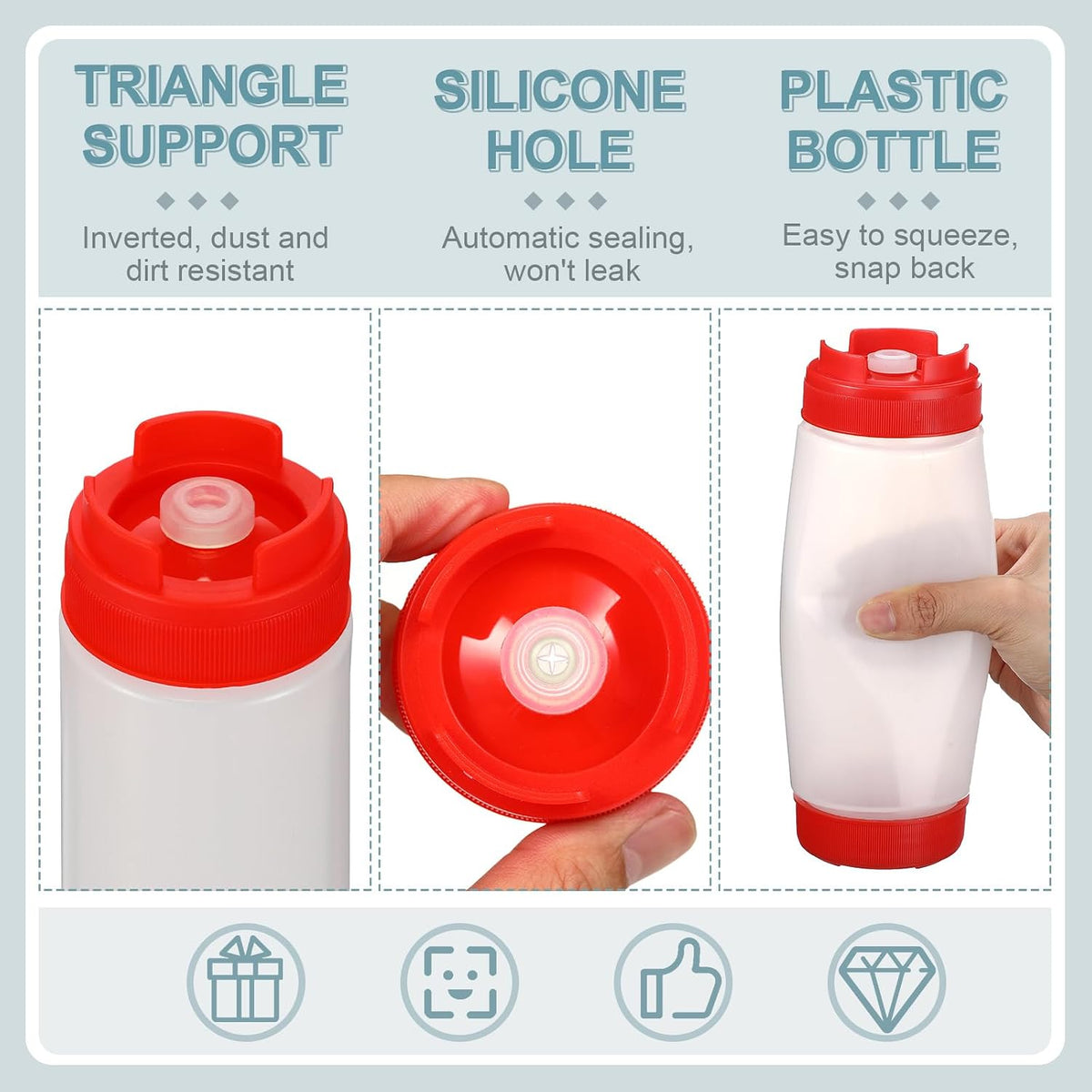 4 Pcs 20 oz Inverted Squeeze Bottles Condiment Dispenser, White