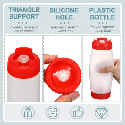 4 Pcs 20 oz Inverted Squeeze Bottles Condiment Dispenser, White