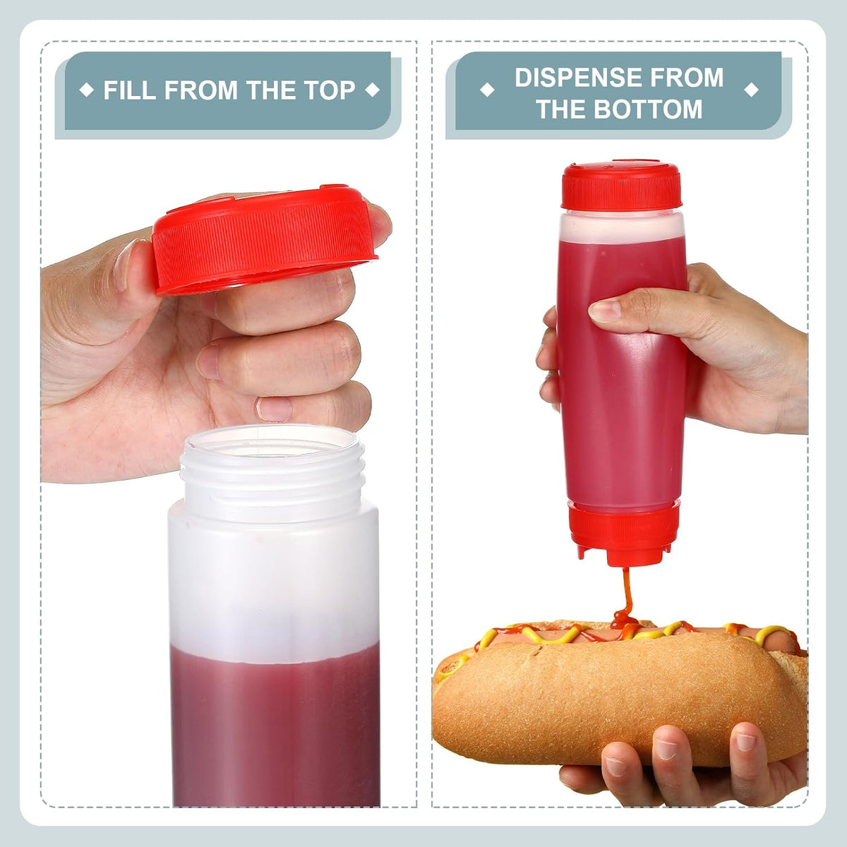 4 Pcs 20 oz Inverted Squeeze Bottles Condiment Dispenser, White