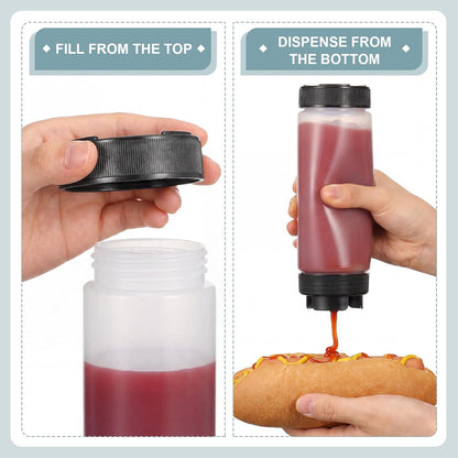 4 Pcs 20 oz Inverted Squeeze Bottles Condiment Dispenser, White