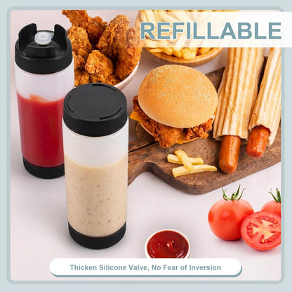 4 Pcs 20 oz Inverted Squeeze Bottles Condiment Dispenser, White