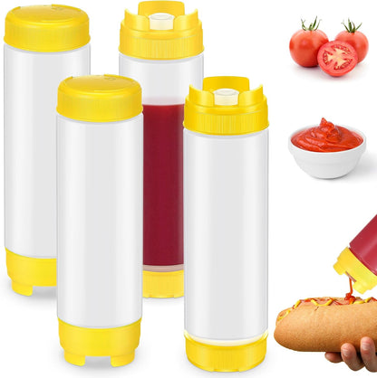 4 Pcs 20 oz Inverted Squeeze Bottles Condiment Dispenser, White