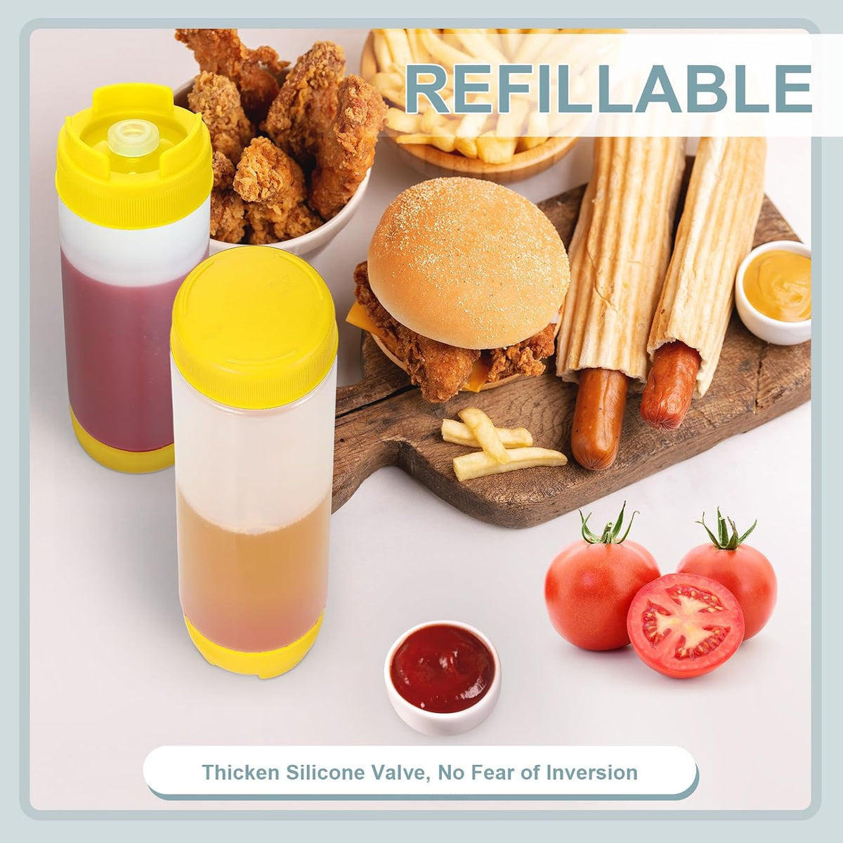 4 Pcs 20 oz Inverted Squeeze Bottles Condiment Dispenser, White