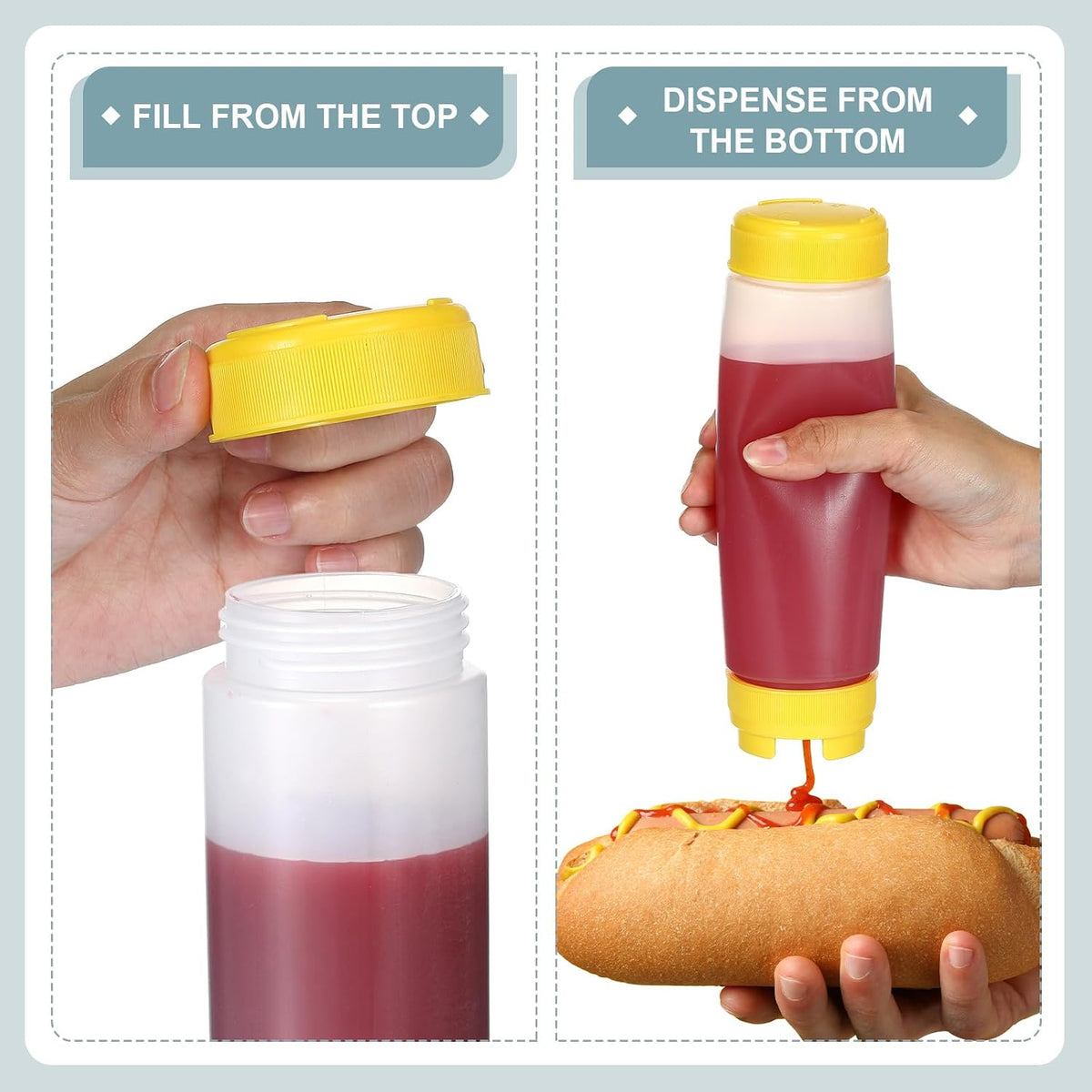 4 Pcs 20 oz Inverted Squeeze Bottles Condiment Dispenser, White