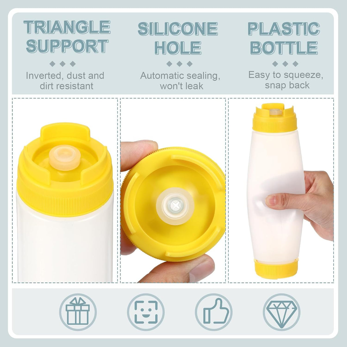 4 Pcs 20 oz Inverted Squeeze Bottles Condiment Dispenser, White
