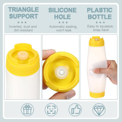 4 Pcs 20 oz Inverted Squeeze Bottles Condiment Dispenser, White