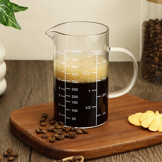 500ML 2 Cup Glass Measuring Cup (Ml/Oz/Cup), High Borosilicate Glass Cup for Precision Cooking Baking