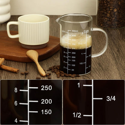 500ML 2 Cup Glass Measuring Cup (Ml/Oz/Cup), High Borosilicate Glass Cup for Precision Cooking Baking