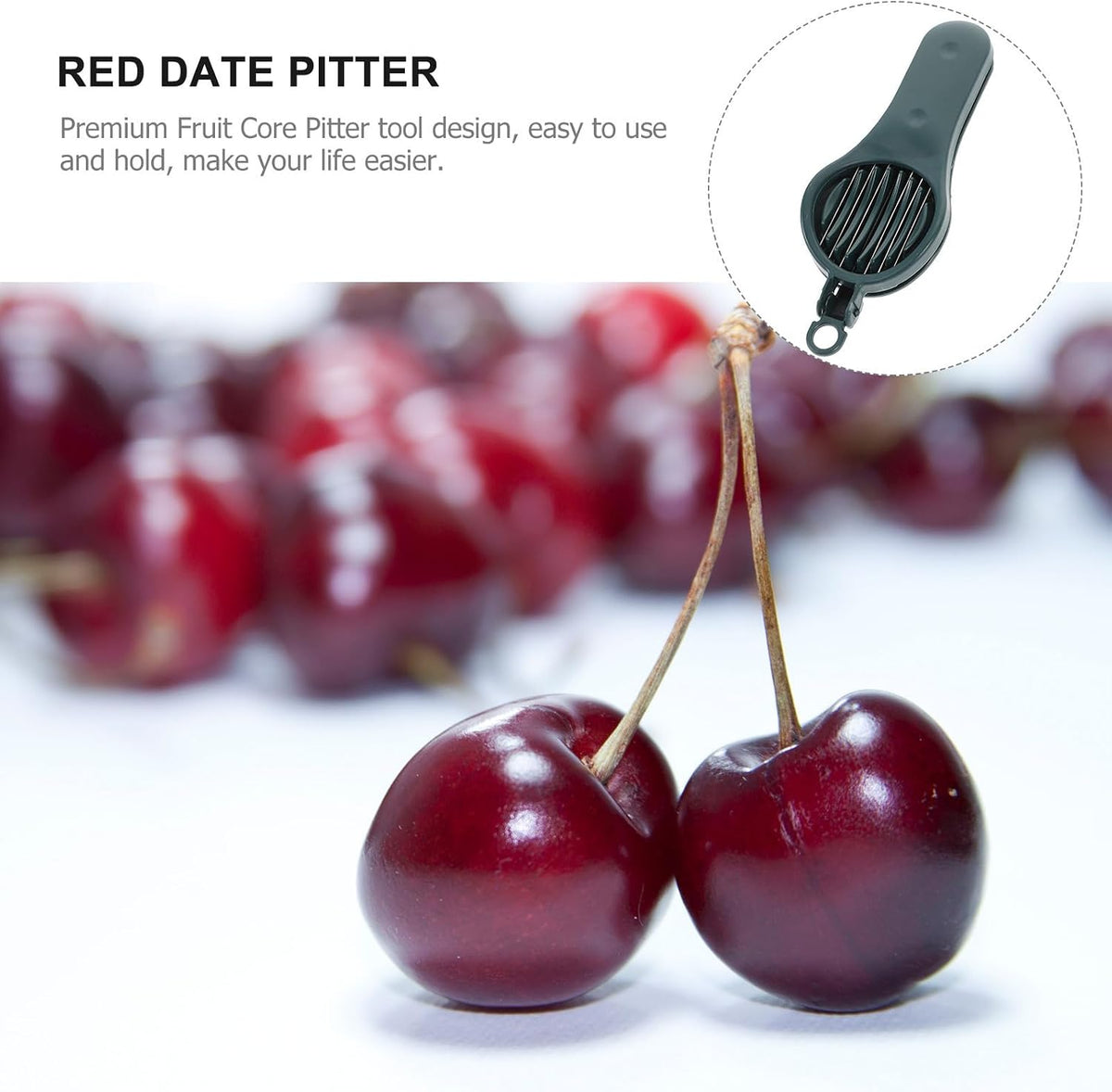 Fruit Core Removing Tool and Cherry Pitter Slicer, Portable Green Red Date Pitter with Seed Remover, Kitchen Gadget for Fruit Coring and Slicing