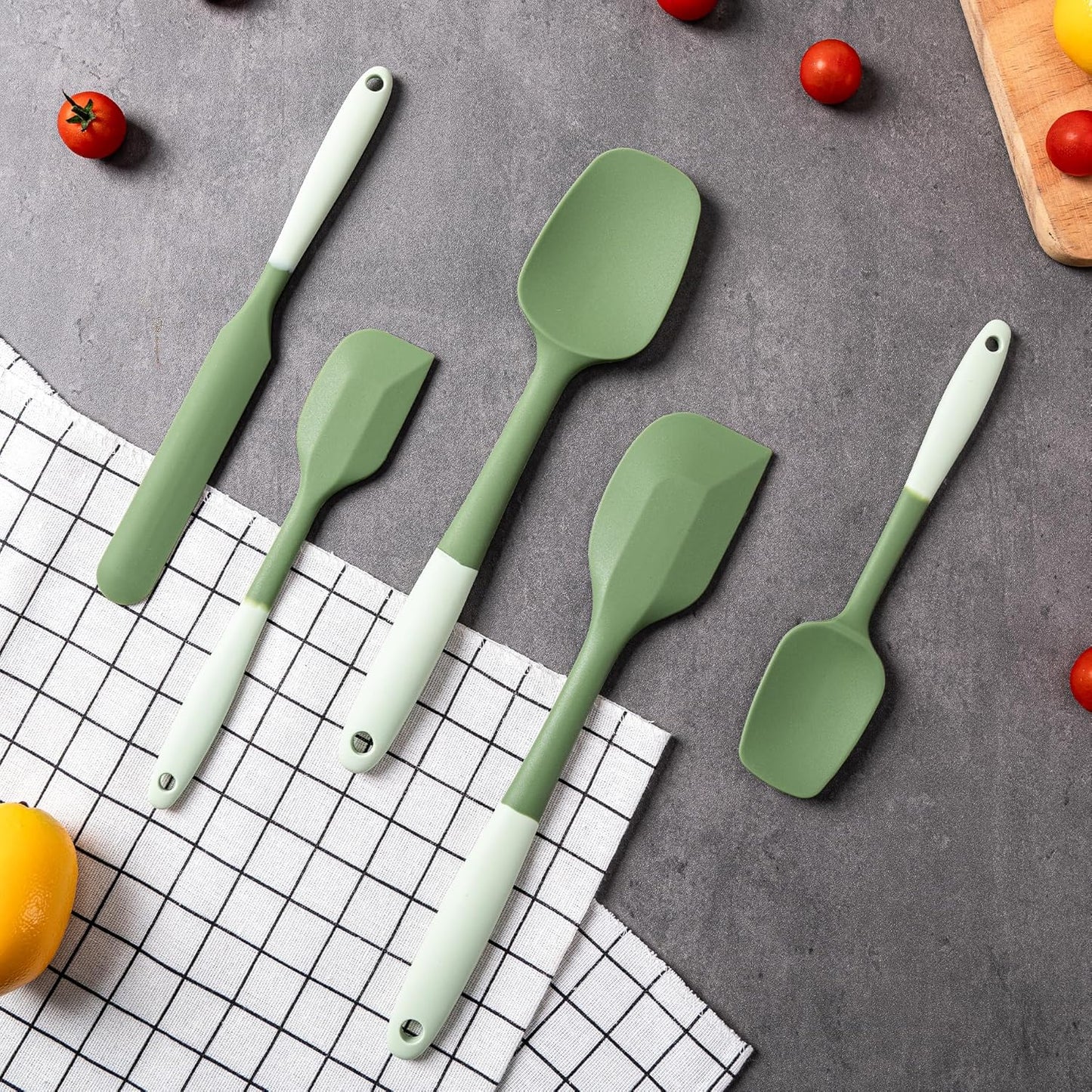 Silicone Spatula Set, 5 Piece Food Grade Rubber Spatulas for Baking, Cooking, and Mixing High Heat Resistant Non Stick Dishwasher Safe BPA-Free (Multicolor)