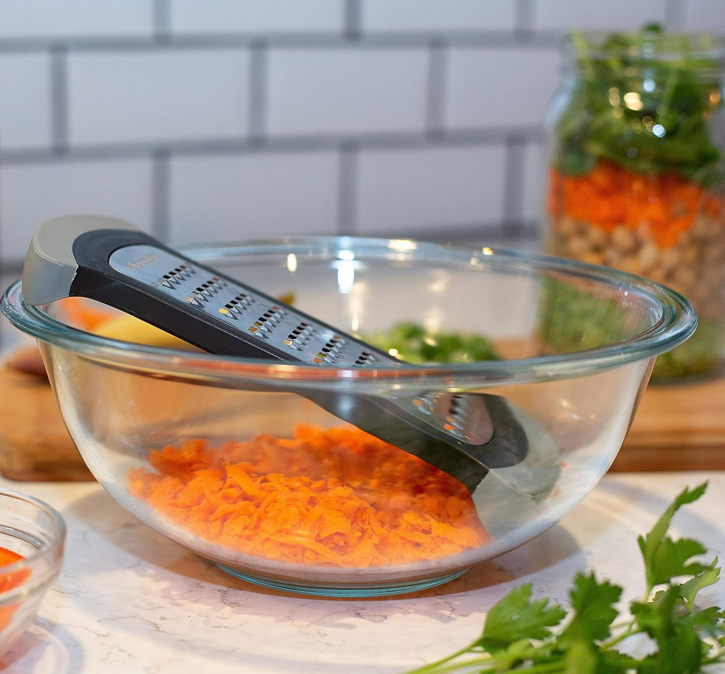 Microplane Mixing Bowl Grater - Extra Coarse Grater for Cauliflower Rice - Purist Blue