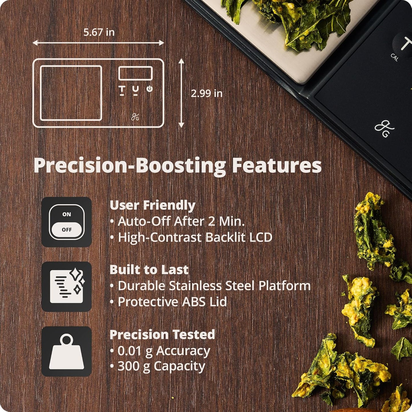 Greater Goods Digital Espresso and Coffee Scale - 750 x 0.1g, Mini Scale with 6 Units of Measurement