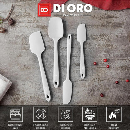 DI ORO Silicone Spatula Set - Rubber Kitchen Spatulas for Baking, Cooking, & Mixing - 600°F Heat-Resistant & BPA Free Silicone Scraper Spatulas for Nonstick Cookware - Dishwasher Safe (4pc, Black)