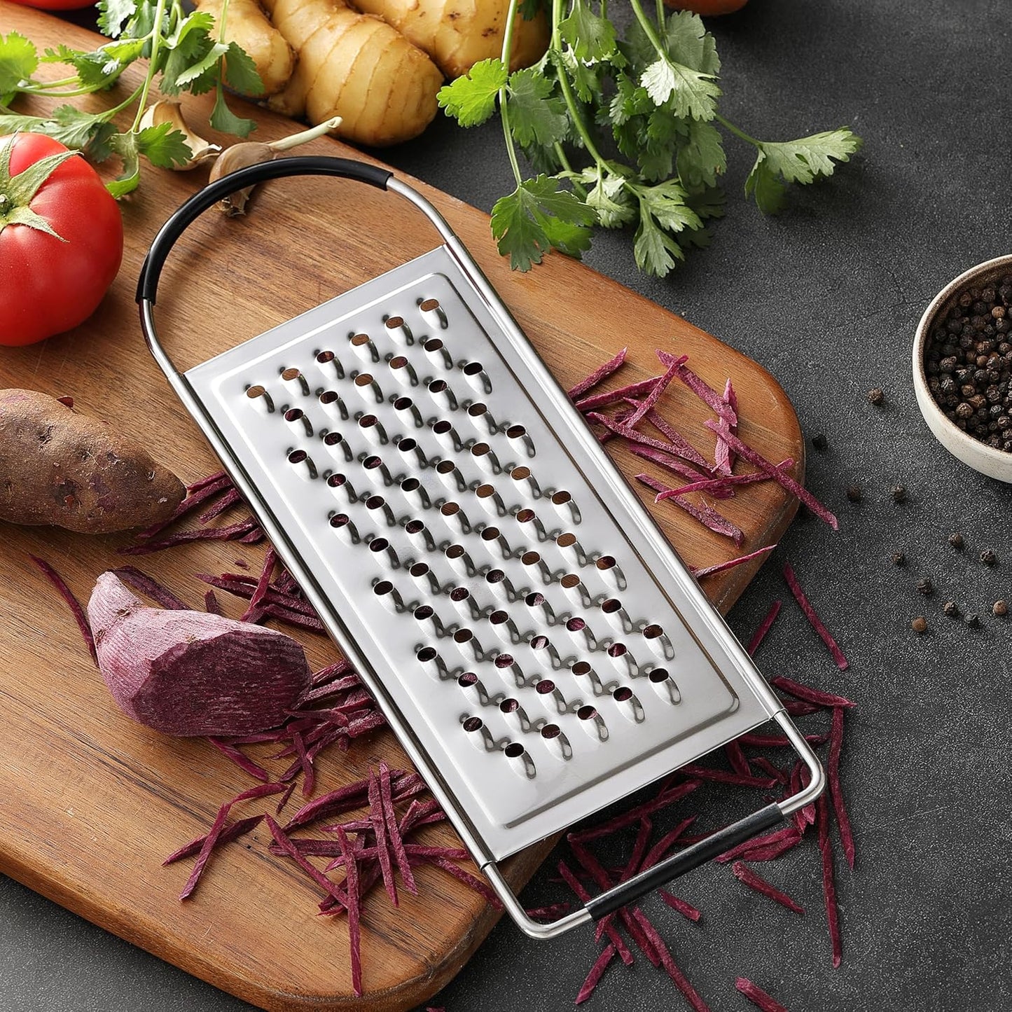 Cheese Grater Handheld, HIA Flat Coarse Stainless Steel Graters for Kitchen, Food Grater with Anti-Slip Handle, Perfect for Potato, Vegetable, Butter, Parmesan Cheese