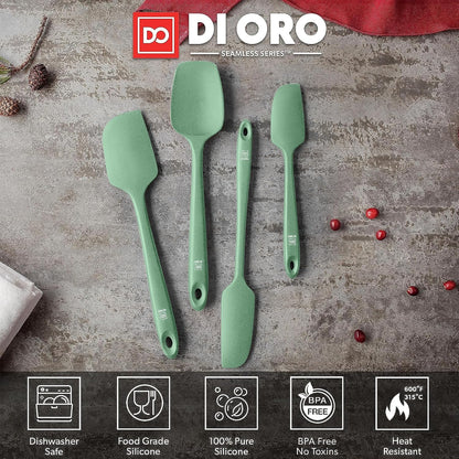 DI ORO Silicone Spatula Set - Rubber Kitchen Spatulas for Baking, Cooking, & Mixing - 600°F Heat-Resistant & BPA Free Silicone Scraper Spatulas for Nonstick Cookware - Dishwasher Safe (4pc, Black)