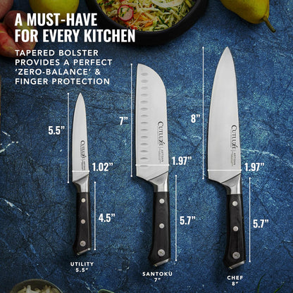 Cutluxe Kitchen Knives, 5 Pcs Chef's Knife Set – Razor Sharp German Steel, Full Tang, Ergonomic Handles – Artisan Series
