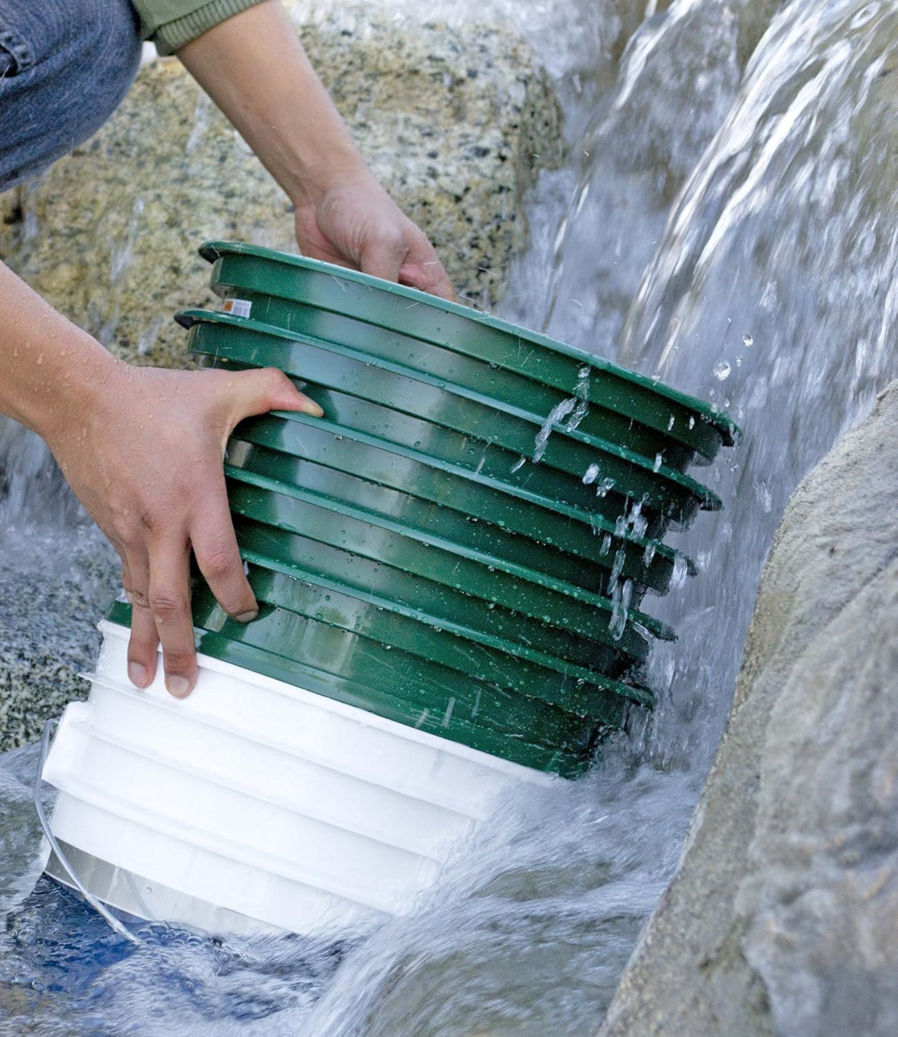 SE 13.25 Inch Wide Stackable Classifier Gold Prospecting Pan - 1/8 Inch Stainless Steel Mesh Sifting Pan, Green