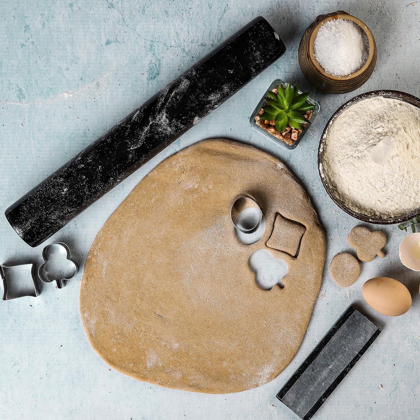 Marblous Krafts Marble French Rolling Pin for Dough, Black 12.5" Inches marble rolling pin with stand - rolling pins for baking and dough roller.