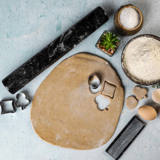 Marblous Krafts Marble French Rolling Pin for Dough, Black 12.5" Inches marble rolling pin with stand - rolling pins for baking and dough roller.