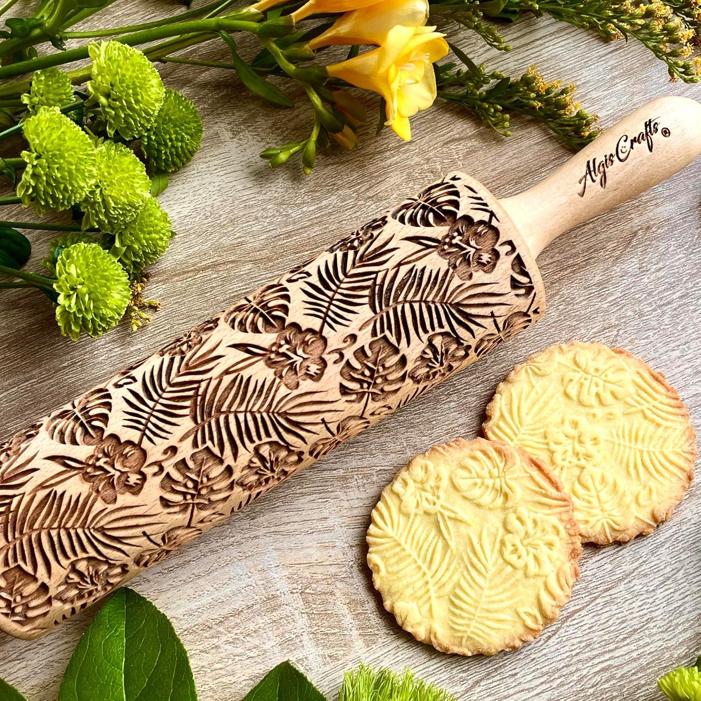 Embossing Rolling Pin SHELLS. Dough and Clay Roller for Embossed Cookies and Pottery. Cookie and Ceramic Stamp. Backing Gifts for Women by Algis Crafts
