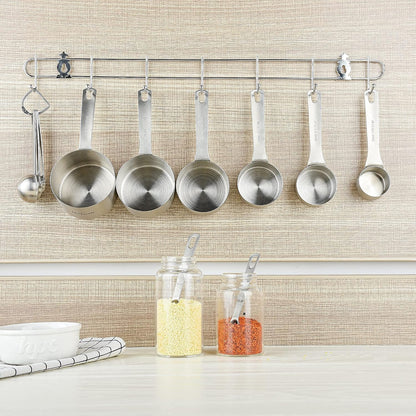 Smithcraft Measuring Cups and Spoons Set 15, Metric & US 18/8 Stainless Steel Measuring Cups and Spoons Set for Baking & Kitchen, 6 Measure Cups & 7 Spoons Leveler & Measure Equivalents for Dry&Liquid