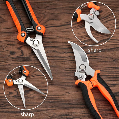 5‑Piece Garden Pruning Shears Set with Gloves & Storage Bag – Stainless Steel Trimming Scissors for Flowers, Herbs & Small Branches – Ergonomic Gardening Tools Kit (Multi-color)