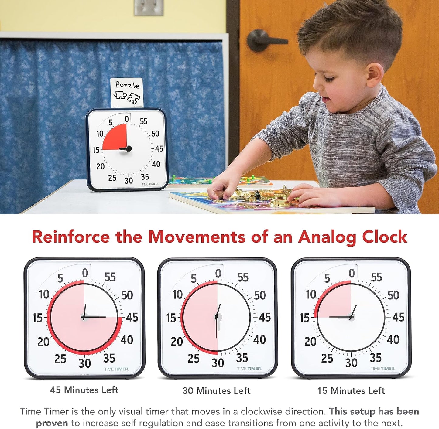 TIME TIMER 8 inch Visual Timer - 60 Minute Kids Desk Countdown Clock with Dry Erase Activity Card, Also Magnetic - for Kids Classroom, Homeschooling Study Tool, Task Reminder, Home and Kitchen Timer