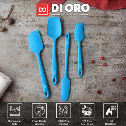 DI ORO Silicone Spatula Set - Rubber Kitchen Spatulas for Baking, Cooking, & Mixing - 600°F Heat-Resistant & BPA Free Silicone Scraper Spatulas for Nonstick Cookware - Dishwasher Safe (4pc, Black)