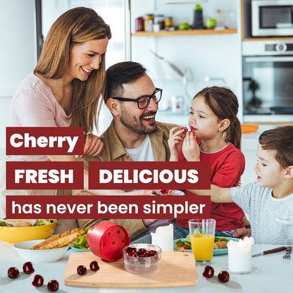7-IN-1 Large Cherry Pitter Tool - Portable Cherry Corer Pitter with Ergonomic Push Design - Easy to Use for Making Cherry Jam - Pit 7 Cherries at Once, Saving Time & Effort - Red
