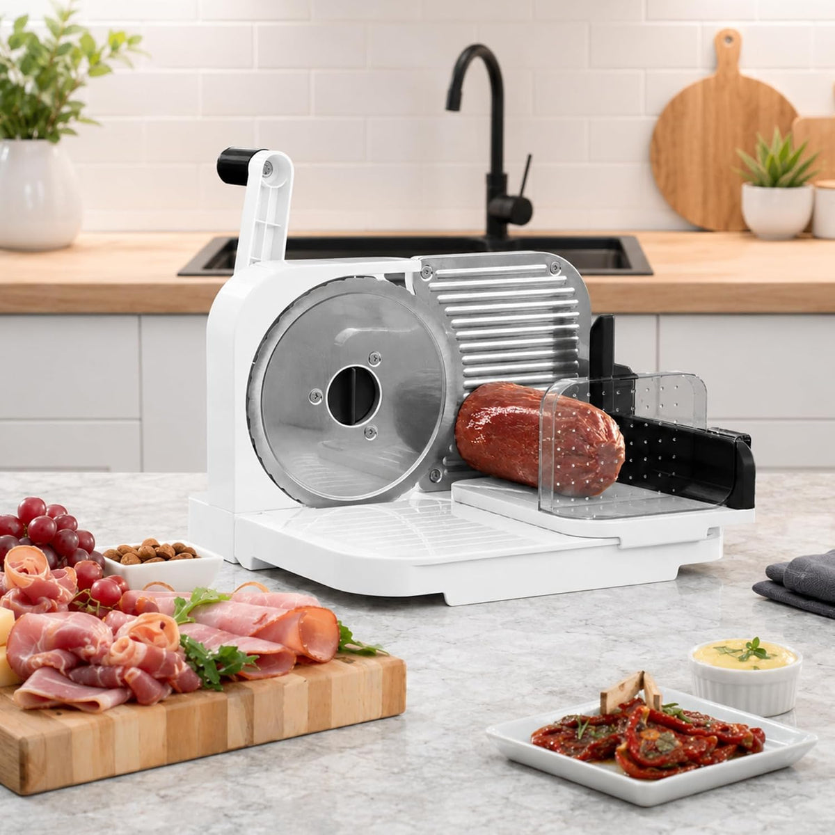 Deli Slicer, 6.5" Stainless Steel Blade, Adjustable Thickness