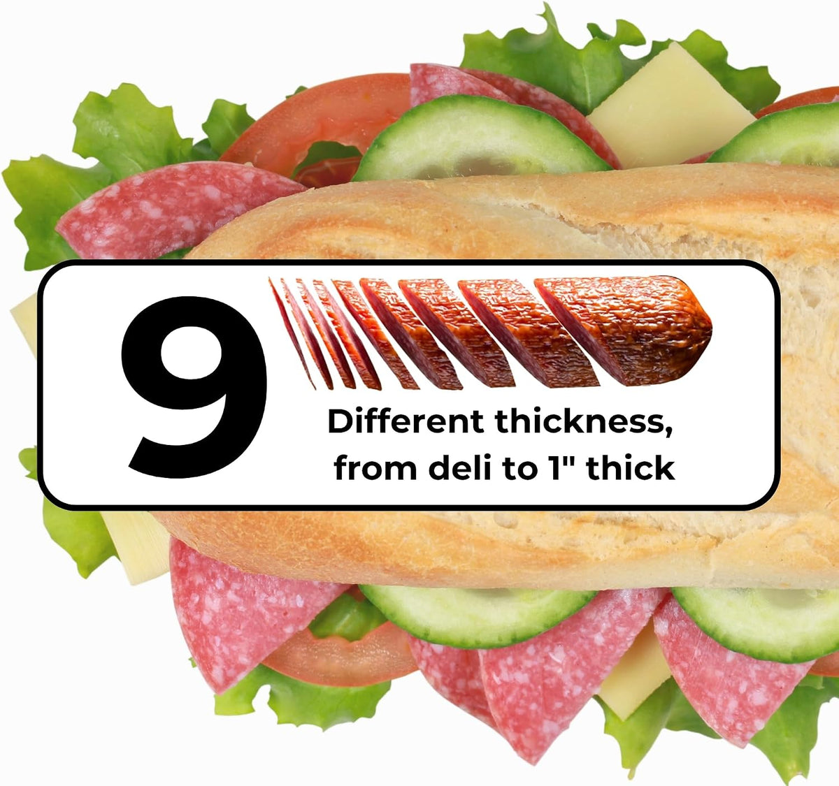 Deli Slicer, 6.5" Stainless Steel Blade, Adjustable Thickness