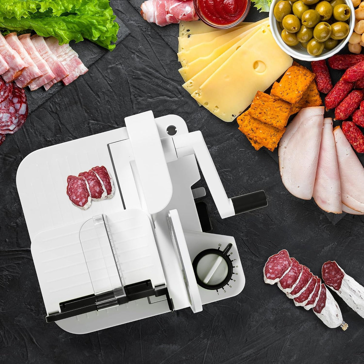 Deli Slicer, 6.5" Stainless Steel Blade, Adjustable Thickness