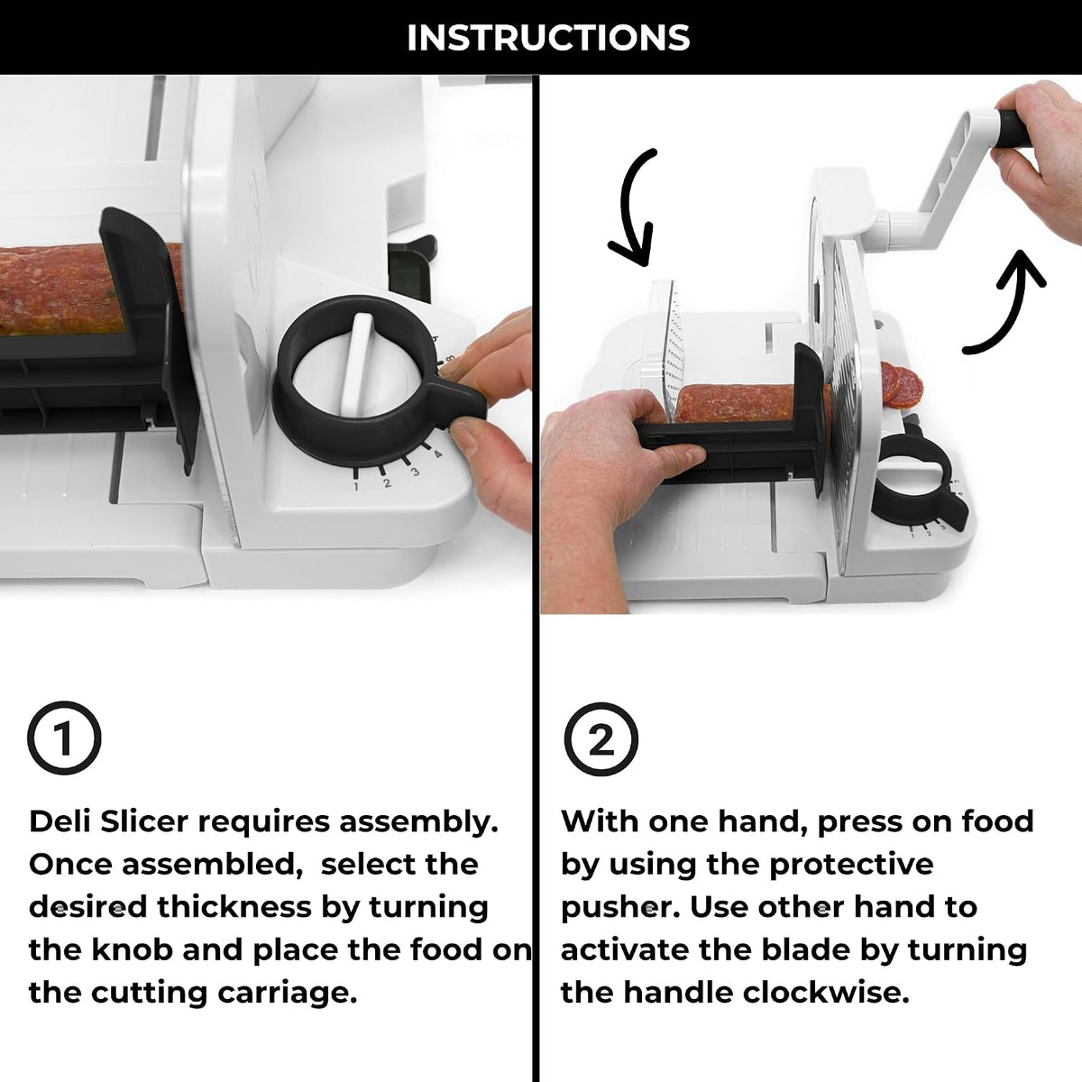 Deli Slicer, 6.5" Stainless Steel Blade, Adjustable Thickness