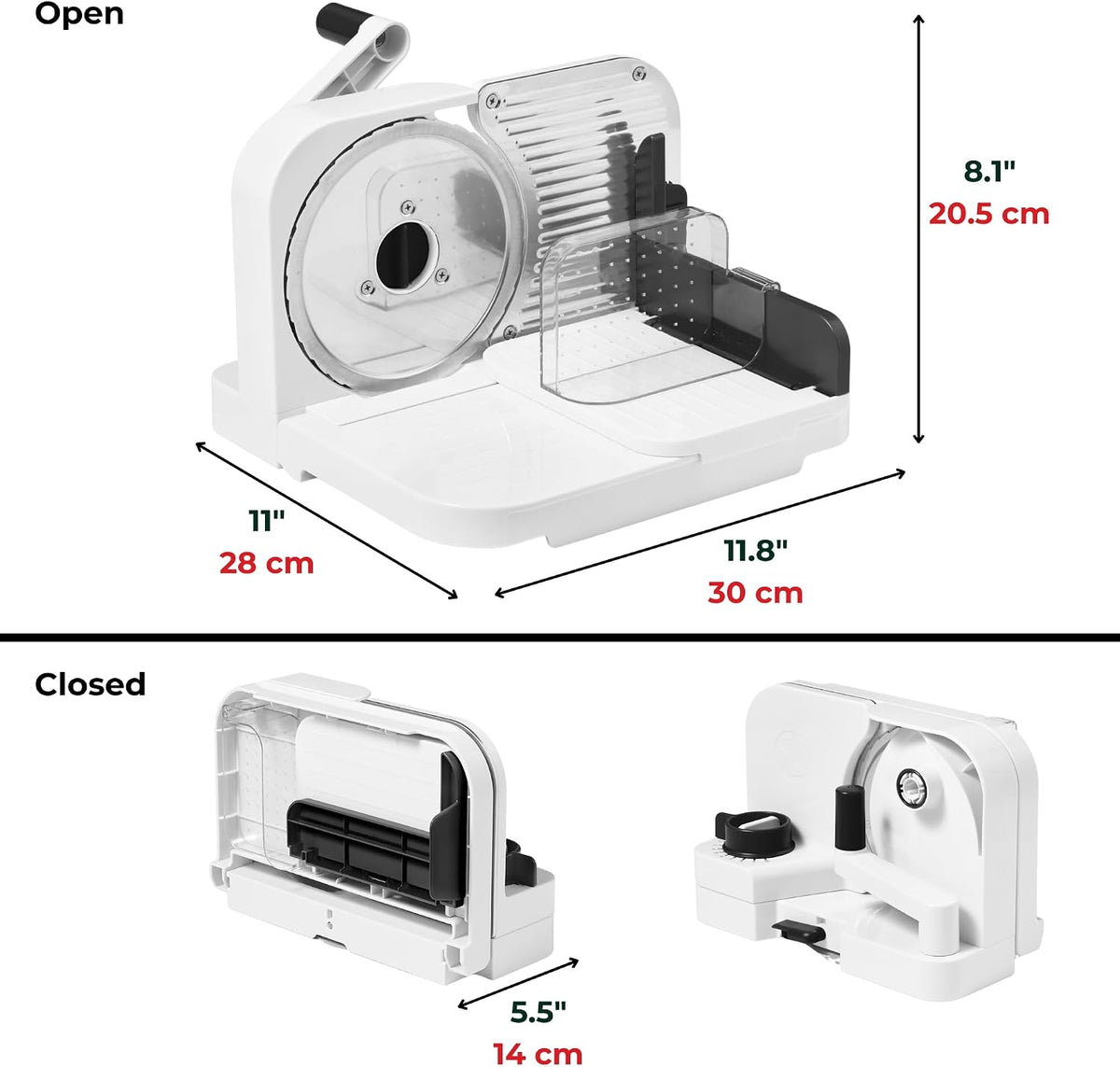 Deli Slicer, 6.5" Stainless Steel Blade, Adjustable Thickness