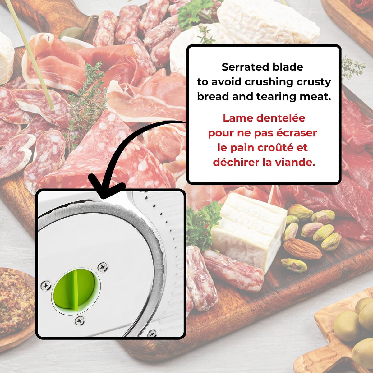 Deli Slicer, 6.5" Stainless Steel Blade, Adjustable Thickness