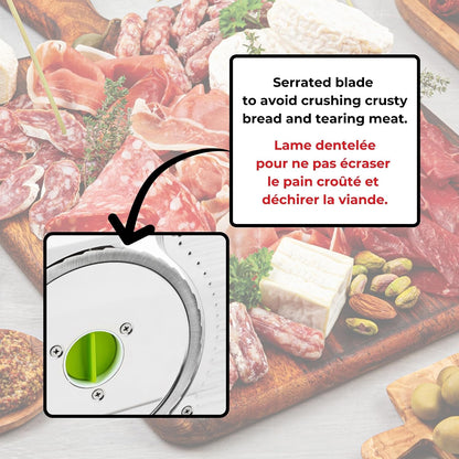 Deli Slicer, 6.5" Stainless Steel Blade, Adjustable Thickness