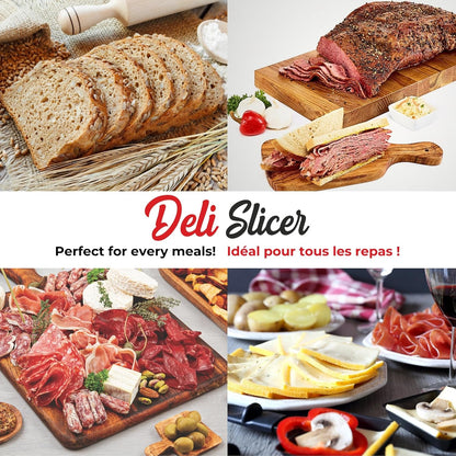 Deli Slicer, 6.5" Stainless Steel Blade, Adjustable Thickness