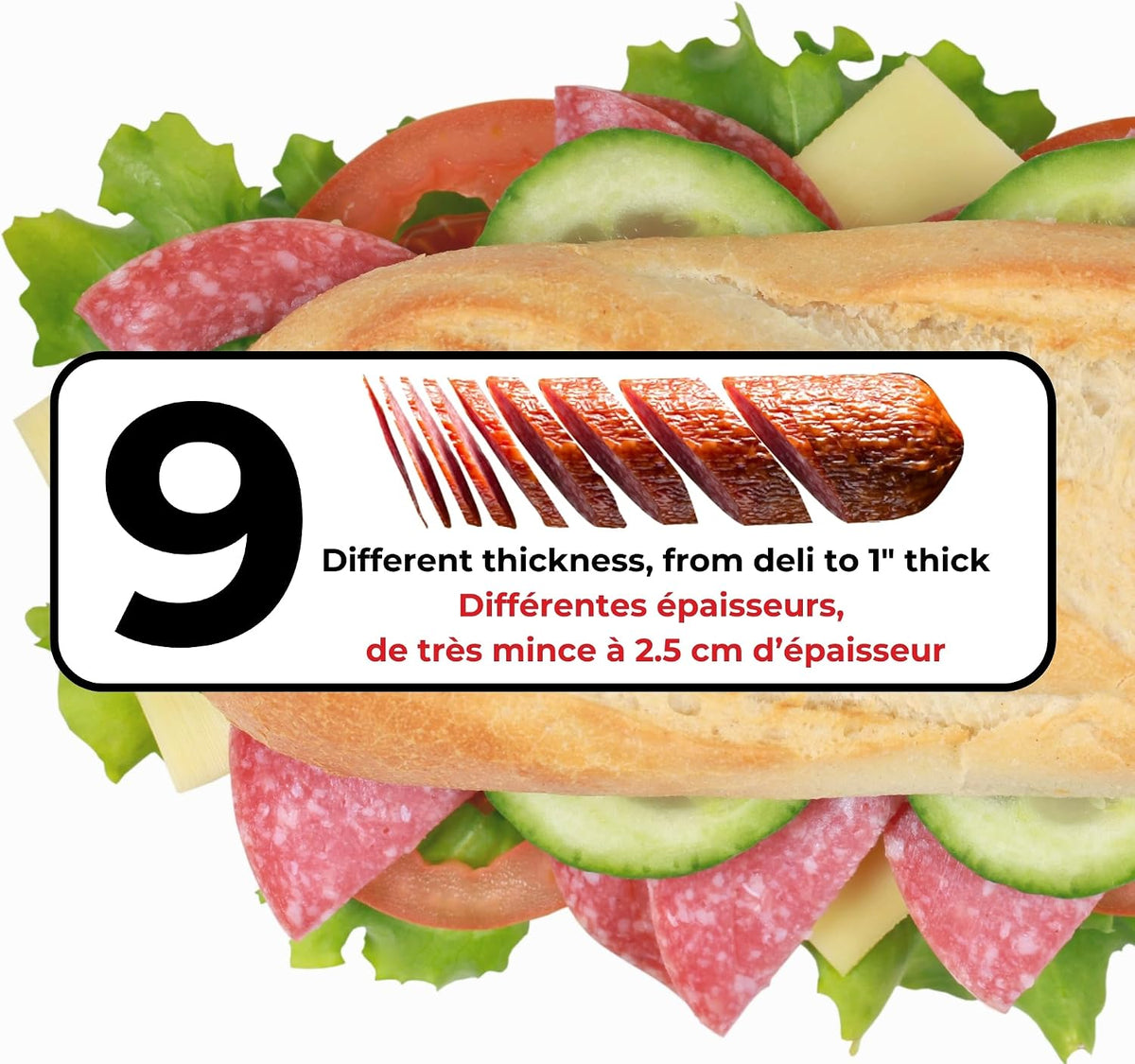 Deli Slicer, 6.5" Stainless Steel Blade, Adjustable Thickness
