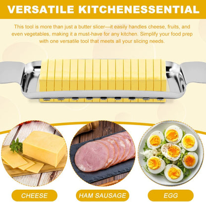 Butter & Cheese Slicer Cutter, Multipurpose Stainless Steel Wire Slicer Handheld Butter Cutter with Clip Kitchen Food Tool for Block Cheese, Eggs, Fruit, Cakes, Bread, Sandwiches