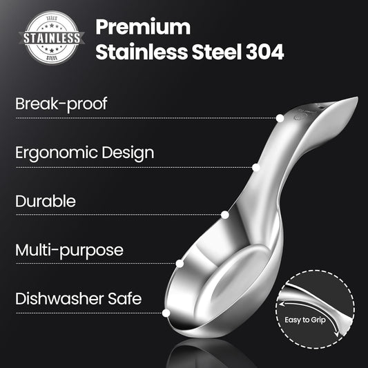 Break-Proof Kitchen Spoon Rest for Stove Top – Premium Stainless Steel Spoon Holder for Kitchen Counter – Mirror-Polished, Heavy-Duty with a Luxury Look – Dishwasher Safe & 5-Year Warranty