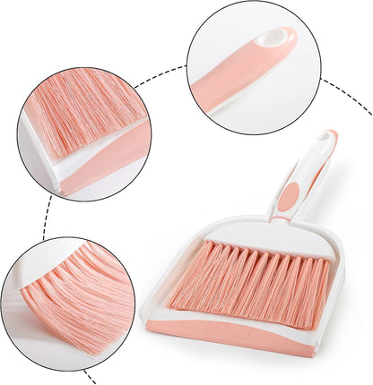 3 Pack Small Dustpan and Brush Set, Multipurpose Plastic Small Hand Whisk Broom and Dustpan Set Cleaning Sweep Tools for Desk Car Keyboard Countertop Home Kitchen